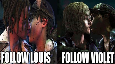 Follow Louis Vs Follow Violet Clementine Kiss Scene Walking Dead Season 4 Rommance Youtube