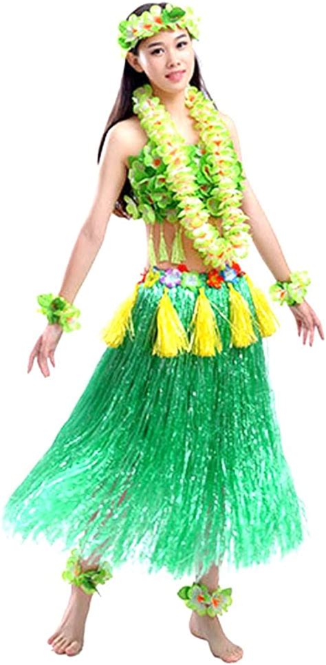 Hawaii Hula Adult Clothing Eight Piece Ballet Suit Dance Performance Costume Dress Skirt Garland