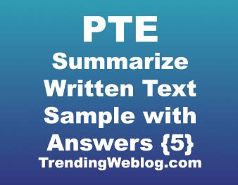 PTE Summarize Written Text Sample With Answers Pdf PTE Writing Test