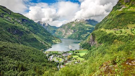 4k Norway Mountains And Fjord View Clouds Time Lapse Geirangerfjord