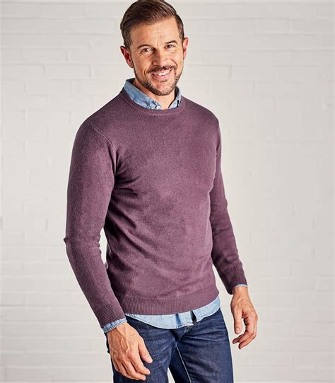 Purple Ash Mens Cashmere And Merino Crew Neck Sweater Woolovers Us