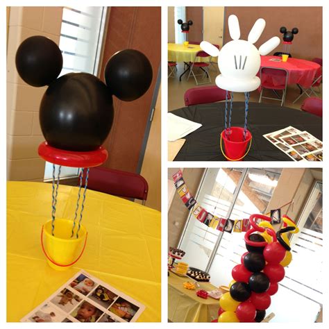 Mickey Themed 1st Birthday Hot Air Balloon Centerpiece And Columns