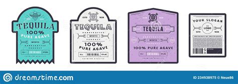 Set Of Template Decorative Label For Tequila Stock Vector