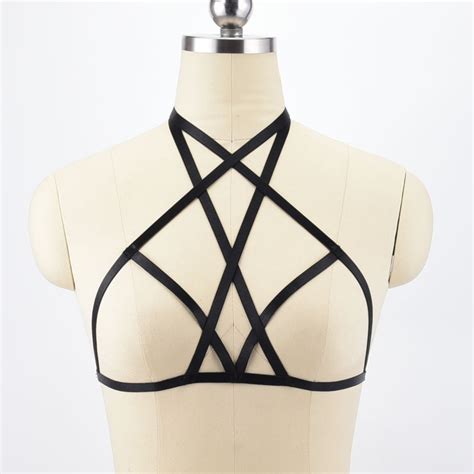 Sexy Harness Cage Bra Gothic Fetish Crop Top Bondage Bra Polyester Harness Erotic Lingerie Bdsm