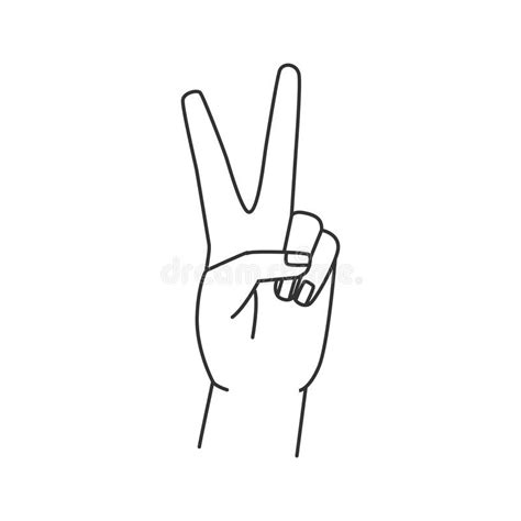 Victory Or Peace Sign Abstract Line V Hand Gesture Stock Vector