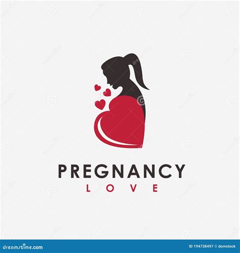 women with love heart and pregnancy logo icon vector template stock vector illustration of
