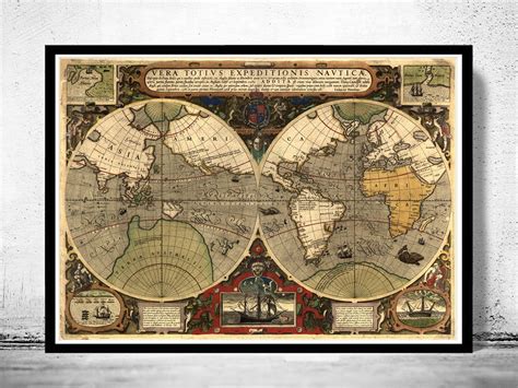 Old World Map 1595 Vintage Map Wall Map Print Vintage Maps And Prints