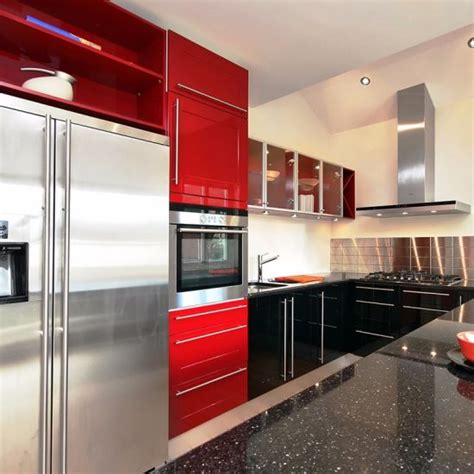 Go with a trendy pop of color on just the lower cabinets — like in this space by holland and avenue — to complement the white cabinetry above. China Hot Sale Modern Discount Red Kitchen Cabinets ...