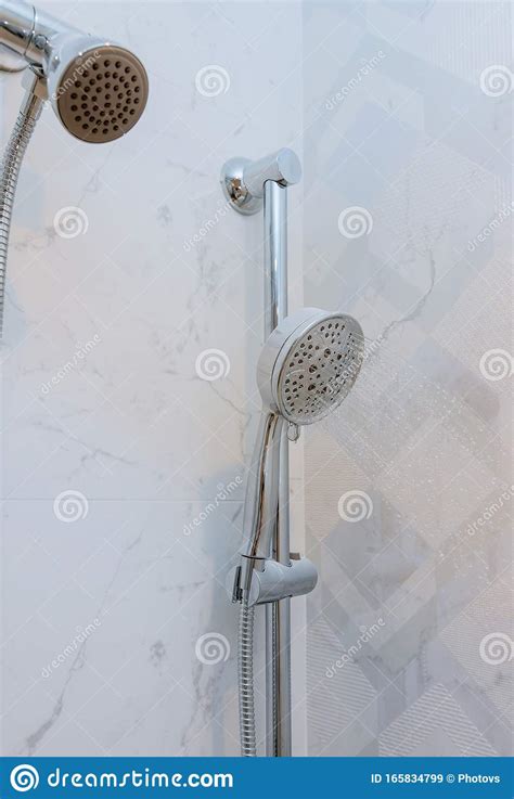 Shower Head In Private Bathroom Design Of Home Interior Stock Image Image Of Droplet Flowing