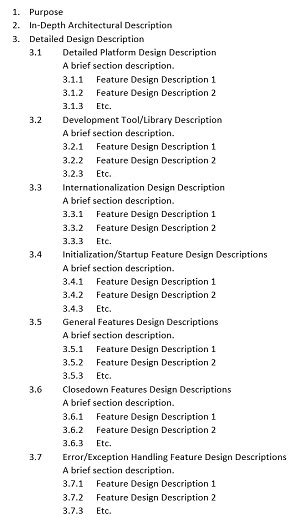 * a summary of the game genre, style, and flow * a narrative description of t. Software Design Document: Templates & Examples | Study.com