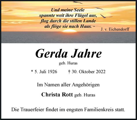 Traueranzeigen Von Gerda Jahre Märkische Onlinezeitung Trauerportal