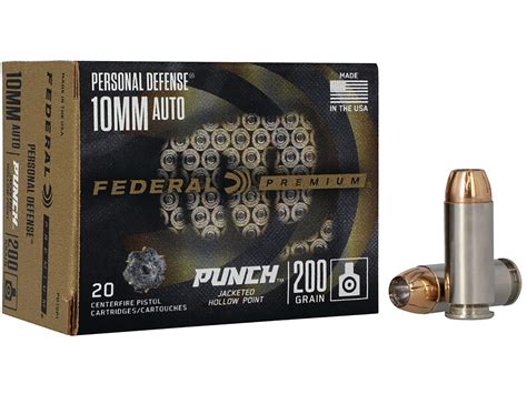 Federal Punch 10mm Auto Ammo 200 Grain Federal Punch Jacketed Hollow