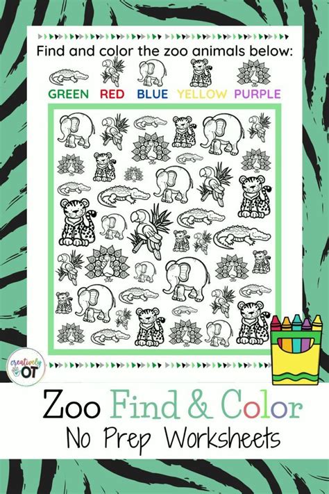 Find And Color Zoo Worksheets Video Video In 2022 Visual