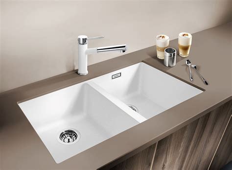 Double bowl kitchen sinks will upgrade the entire space of your kitchen. Silgranit Double Bowl Undermount Sink White in 2020 ...