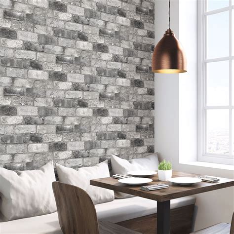 Nus3550 Grey London Brick Peel And Stick Wallpaper By Nuwallpaper