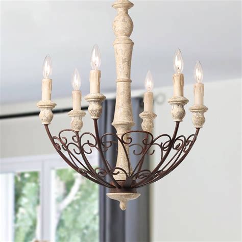 6 Light Rustic Chandeliers Shabby Chic French Country Wooden Lnc Home