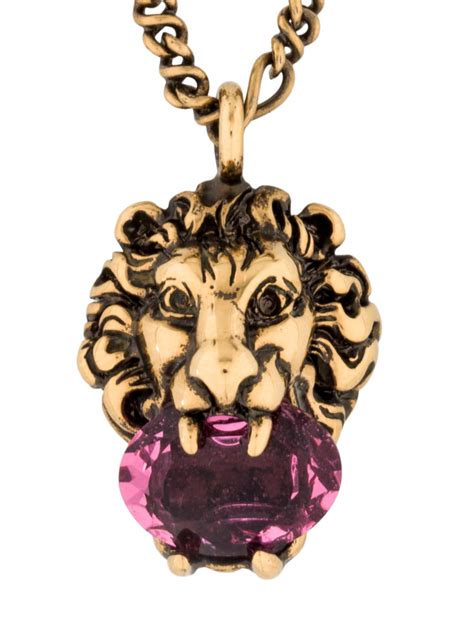 Gucci Lion Head Necklace With Crystal Necklaces Guc77247 The Realreal
