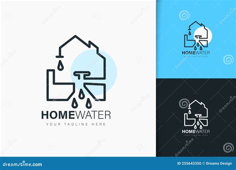 Home Water Logo Design Linear Style Stock Vector Illustration Of Real