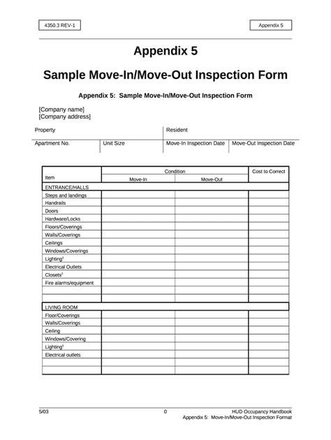 Sample Move Inmove Out Inspection Doc Template Pdffiller