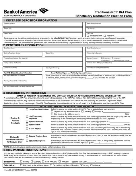 Bank Of America Beneficiary Form ≡ Fill Out Printable Pdf Forms Online