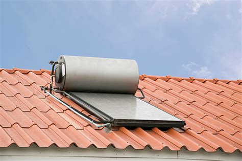 Solar Panel For Hot Water System On Roof Stock Photo Download Image