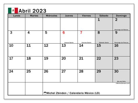Calendario Abril De 2023 Para Imprimir “482ld” Michel Zbinden Mx