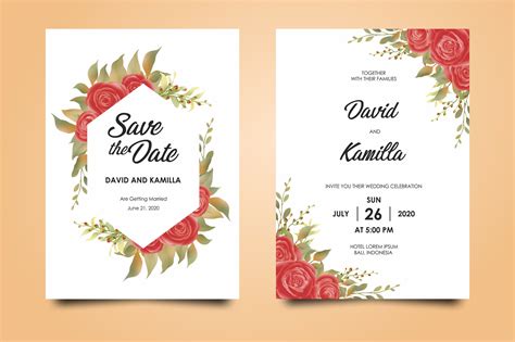 Beautiful Watercolor Wedding Invitation Card Templates By bintstudio