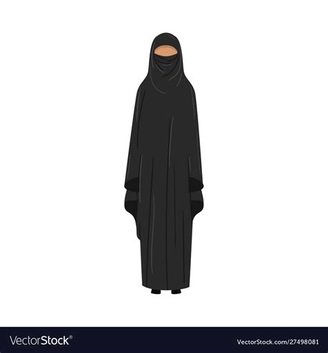 Muslim Girl In A Traditional Ethnic Black Niqab Vector Image