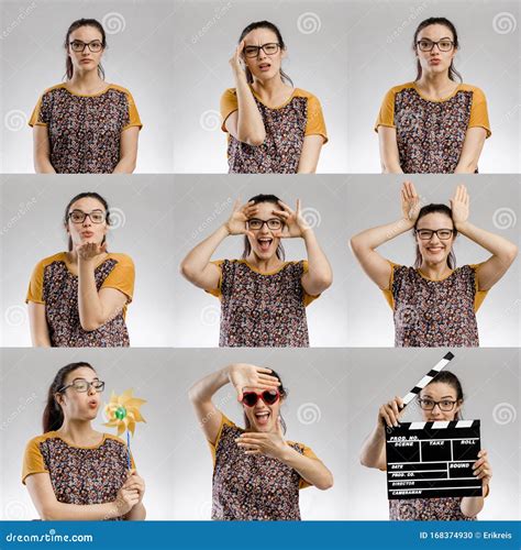 Female Multiple Portraits Stock Photo Image Of Shouting 168374930
