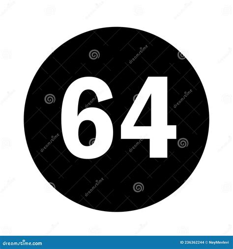 Number 64 Logo With Black Circle Background Stock Vector Illustration
