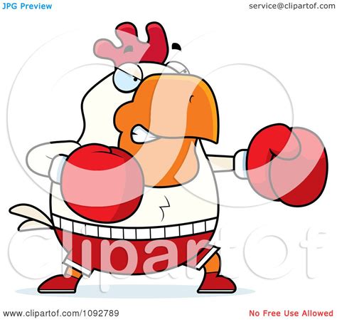 Clipart Chubby Rooster Boxing Royalty Free Vector