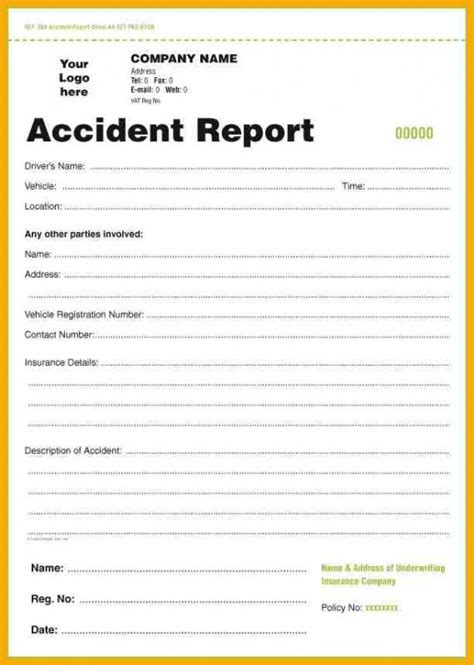 Accident Report Form Template Business