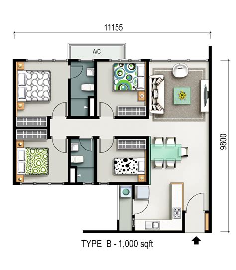 850sq.fr (3r2b) & 1000sq.ft (4r2b) car park: M Vertica KL City - by Mah Sing (Official Website)