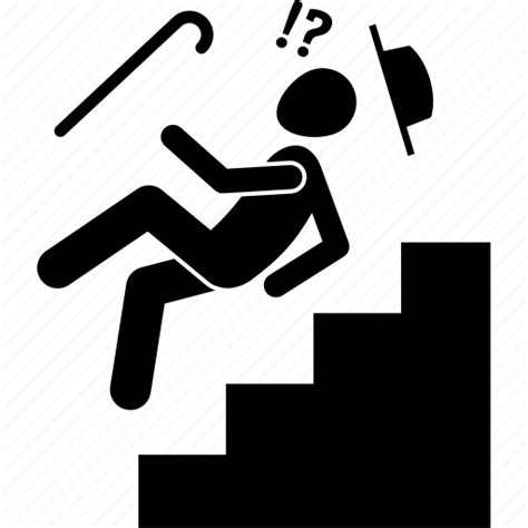 Accident Elderly Fall Down Fell Down Man Staircases Stairs Icon