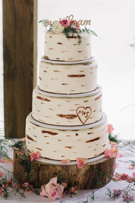 Birch Tree Wedding Cake With Flowers Floral For Cake Designed By