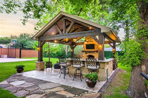 Outdoor Retreat In North Dallas Texas Custom Patios Backyard Pavilion Backyard Gazebo Rustic
