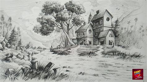 How To Draw And Shade A Simple Landscape For Beginners With Pencil