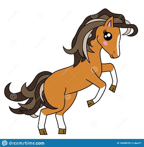 Cute Brown Horse Cartoon Plastic Pose Isolated Stock Vector