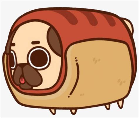 Cute Kawaii Dog Pug Hotdog Animal Nature Food Yummy Pug