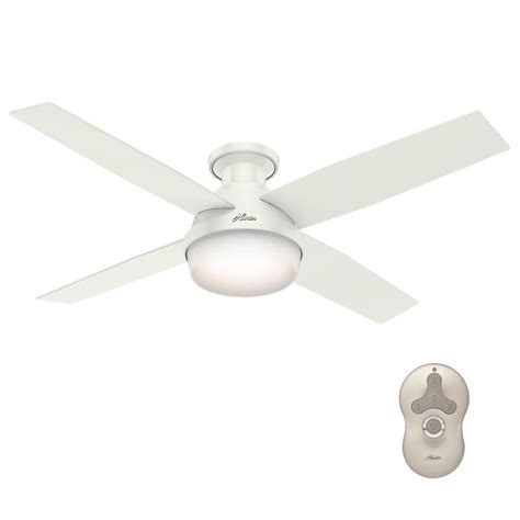 Hunter fan company 59243 hunter dempsey indoor low profile ceiling fan with led light and remote control, 44, brushed nickel. Hunter Dempsey 52 in. Low Profile LED Indoor Fresh White ...