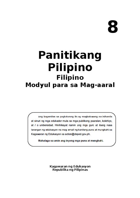 Doc 8 Panitikang Pilipino Filipino Modyul Para Sa Mag Aaral Shella