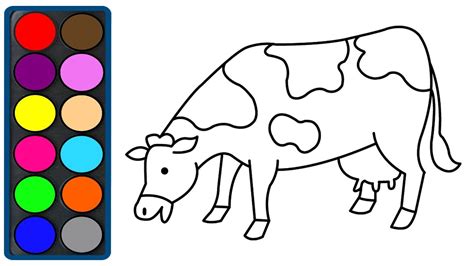 How To Draw Cow Coloring Pages Video For Kids Colouring