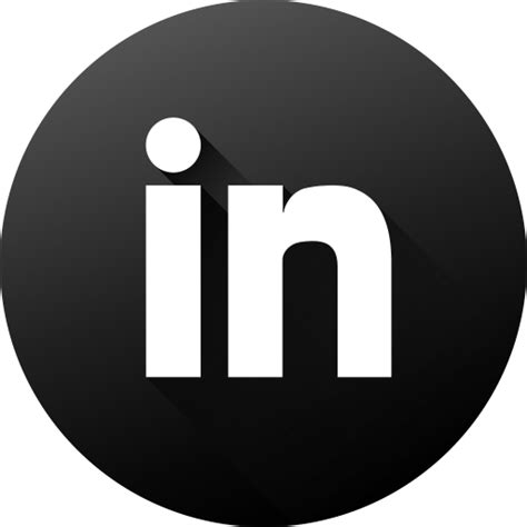 Available in png and svg formats. Black white, circle, high quality, linkedin, long shadow, social, social media icon - Free download