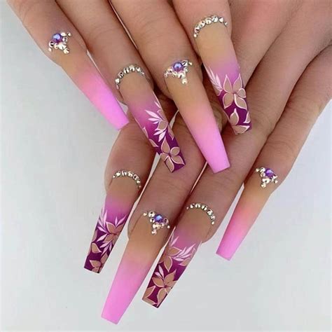 Foccna Artificail Extra Long Press On Nails Rhinestone