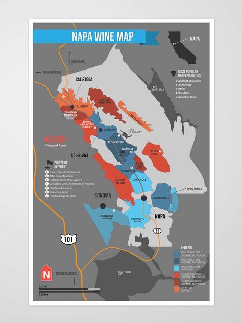 Usa California North Coast Wine Map Maridaje De Vinos Vinos Y