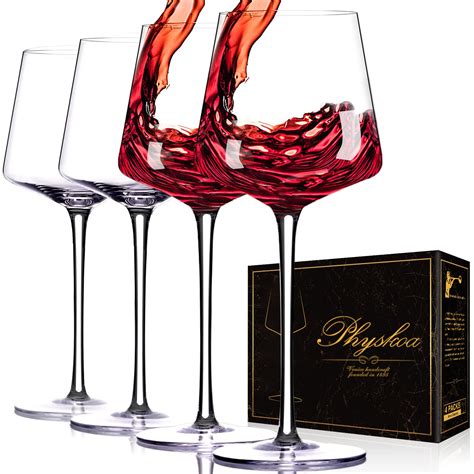 Buy Physkoa Modern Red Wine Glasses Set Of 4 21 Oz Hand Blown Crystal Wine Glasses With Tall