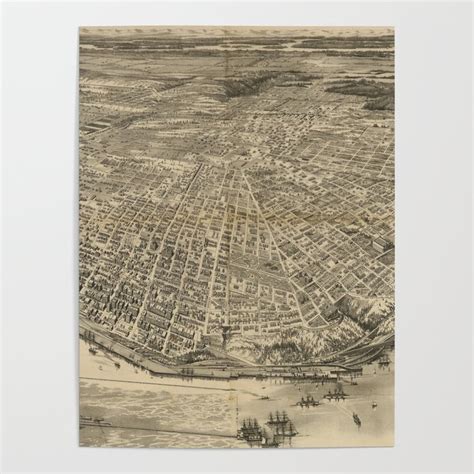 Vintage Pictorial Map Of Tacoma Wa 1893 Poster By Bravuramedia Society6