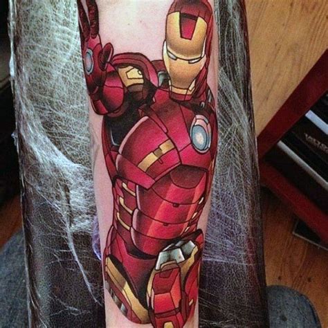 A Mans Arm With A Tattoo Of Iron Man On It