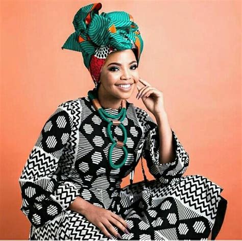 Terry Pheto In Beautiful Xhosa Umbhaco Dress With African Print Doek