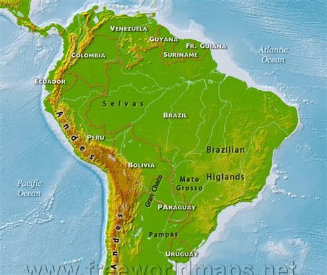 Physical Features Latin America Map Maping Resources